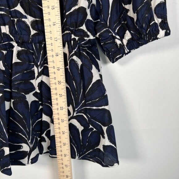 NWT DONNA KARAN SEASIDE Floral Print V neck Peplum Hem Elastic Cuffs Blouse Sz M - Picture 10 of 16